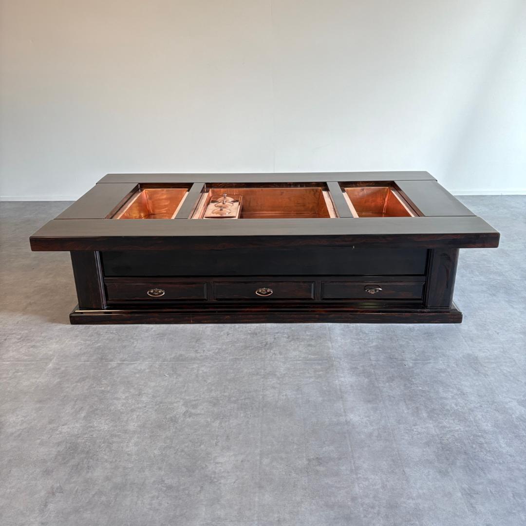 銘木　黒檀　囲炉裏テーブル　木製火鉢×座卓