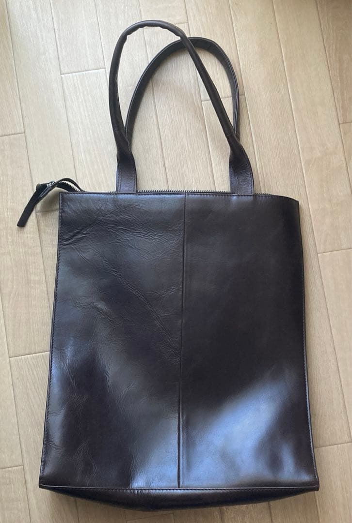  Republiq 縦長　ダークブラウン　トートバック　革　ビジネス