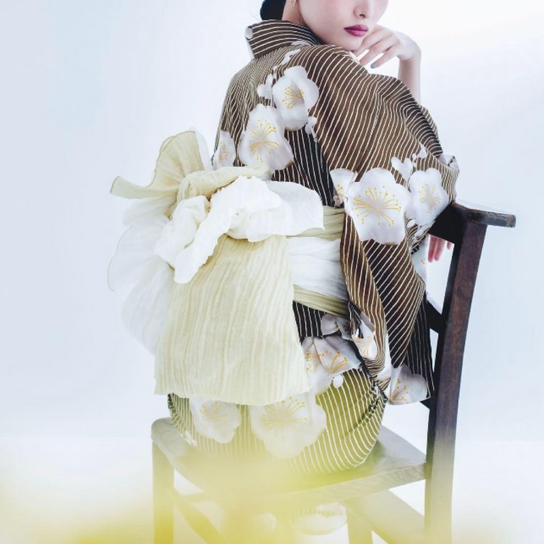 ヘザー　浴衣　梅ブラウン