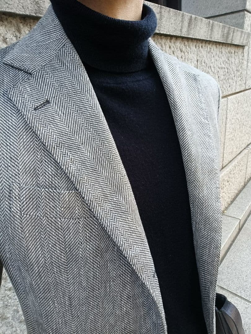 De Petrillo 44 グレー ヘリンボーン ジャケット