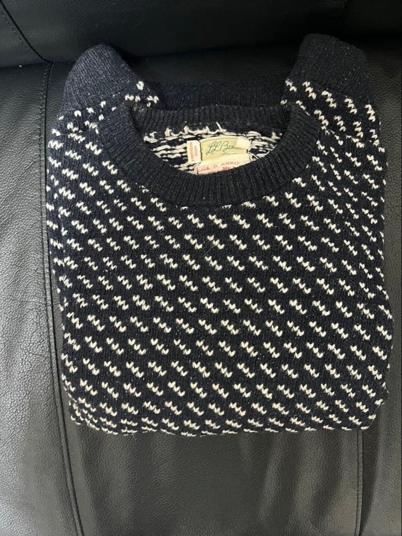 LL bean メンズニット黒と白　XLサイズ