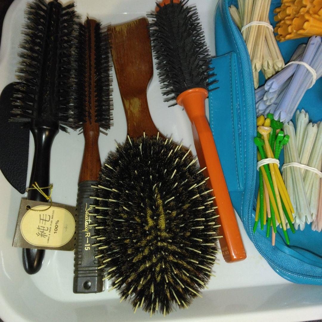 純毛ロールブラシ～小さいロールブラシ2本～55年前のブラシ～パーマロットセット