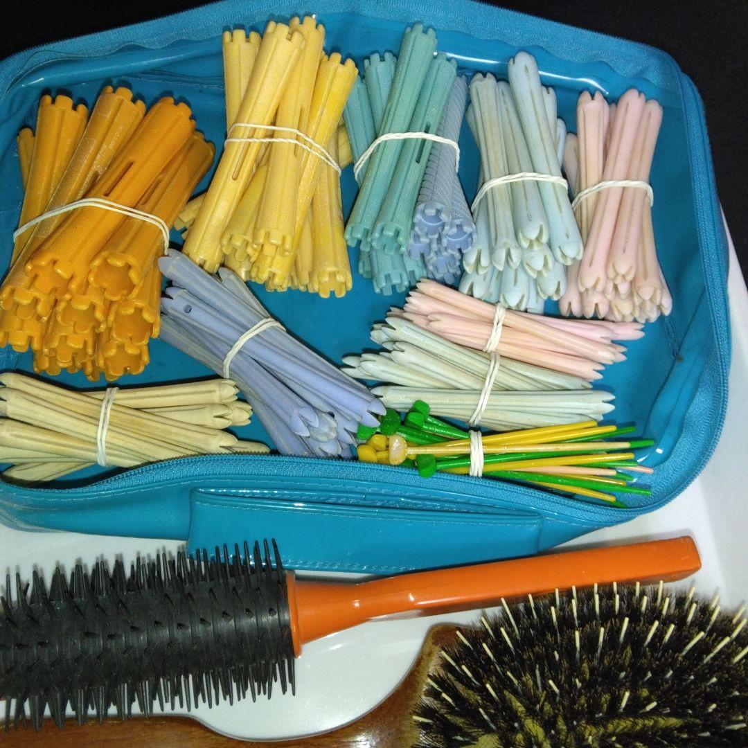 純毛ロールブラシ～小さいロールブラシ2本～55年前のブラシ～パーマロットセット