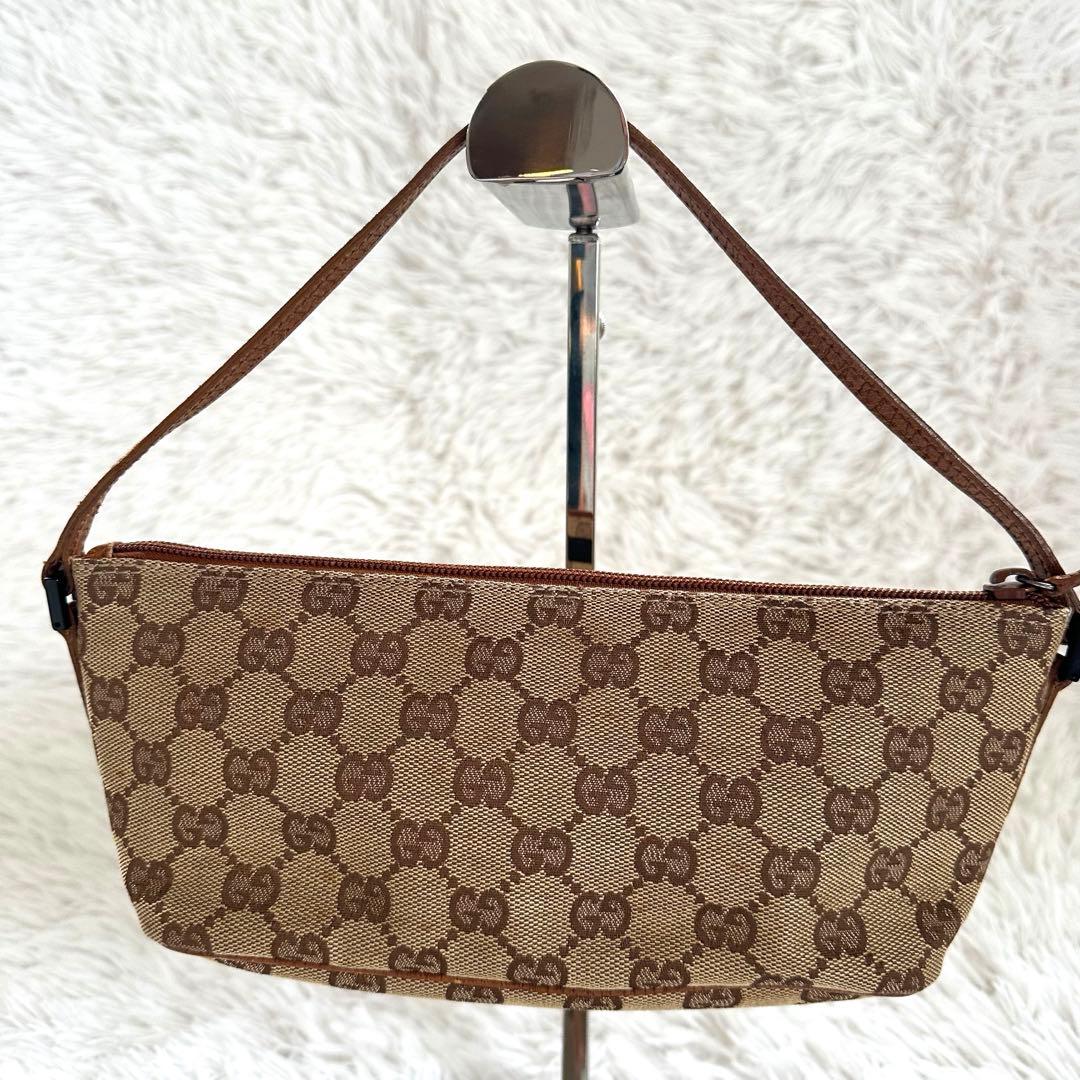 GUCCI グッチ アクセサリーポーチ GG柄 キャンバス ブラウン