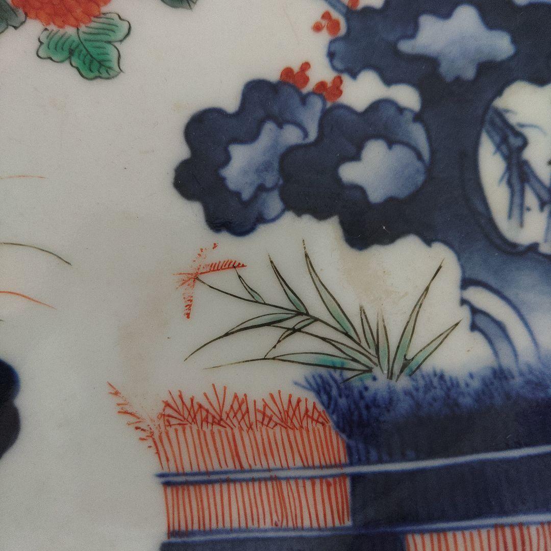 有田焼　柿右衛門　菊花染付絵皿　木箱付