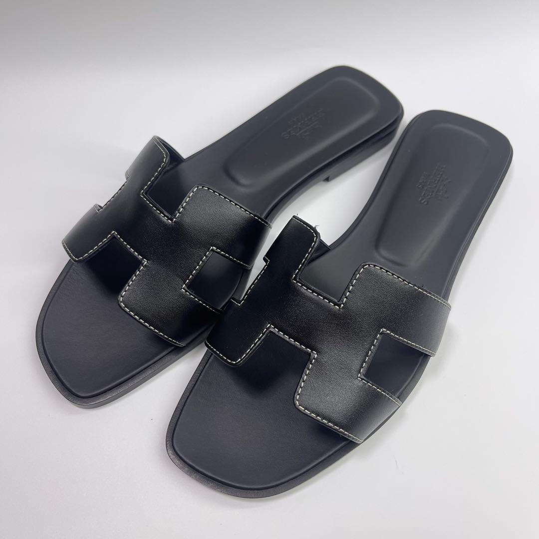 エルメス H ermes サンダル 《オラン》 38黒　新品未使用品