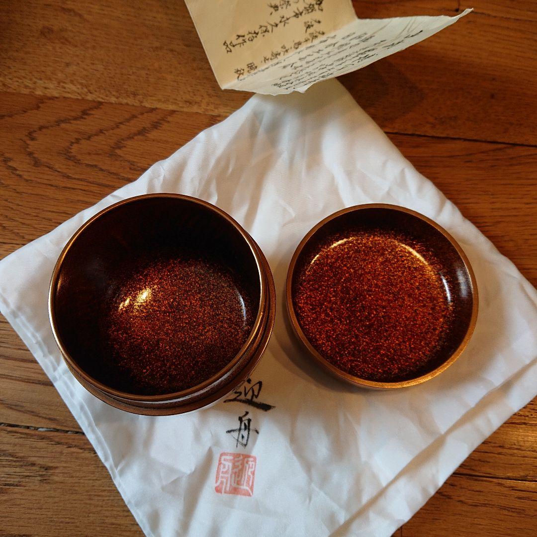 茶道具 大棗 朱金鶴蒔絵 迎舟作