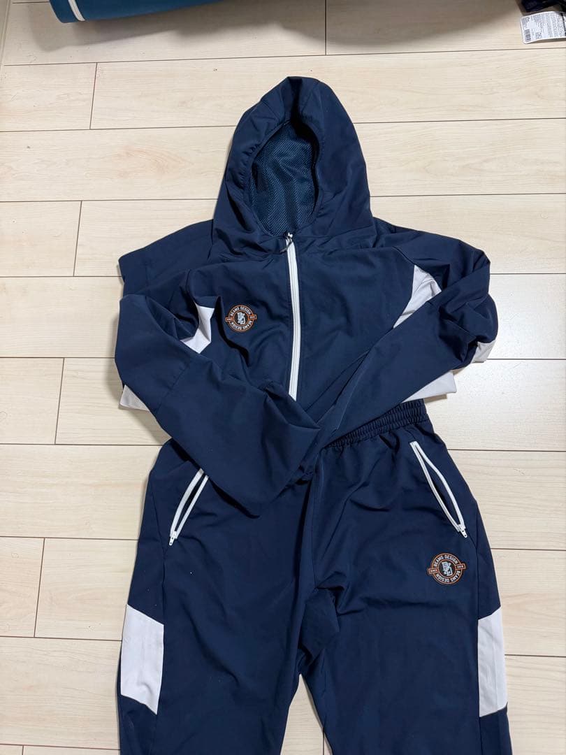 ZETT BEAMS DESIGNフード付きスポーツウェアセット XO ネイビー