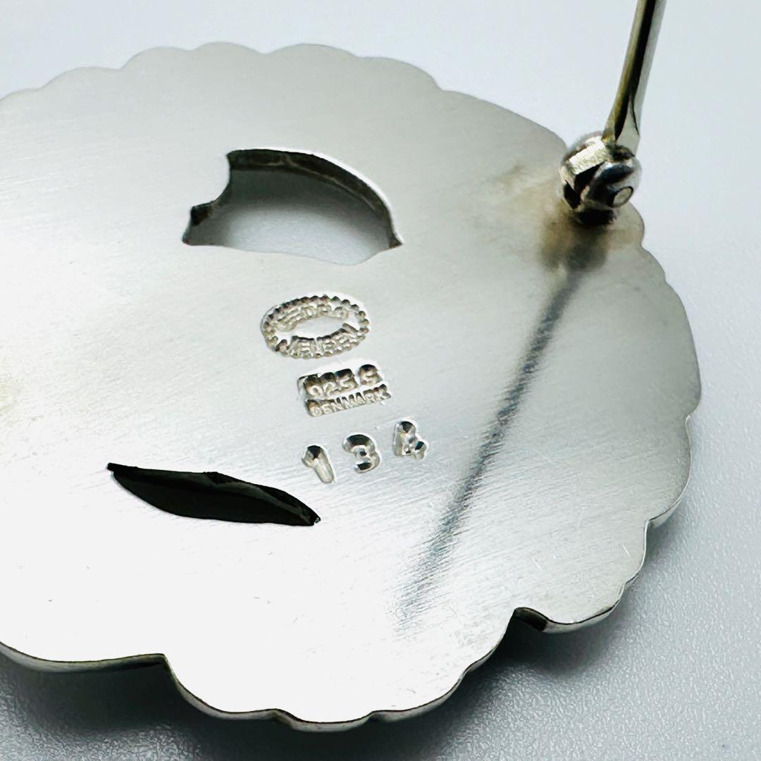   134 シルバーブローチ　バード　リーフ　925S