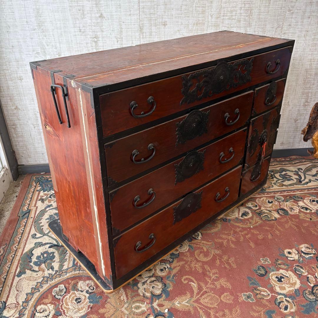 昭和レトロ 古家具 大型 仙台箪笥 4段9杯 引き出し箪笥 和箪笥 ビンテージ