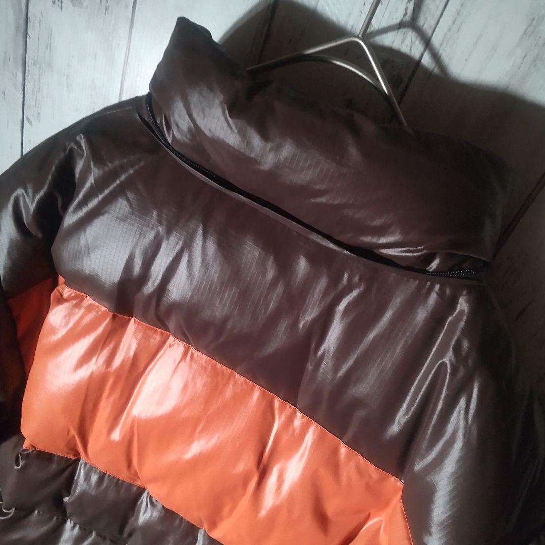 【人気色】　ナイキ　ダウンジャケット　バイカラー　ブラウン　オレンジ　M　古着