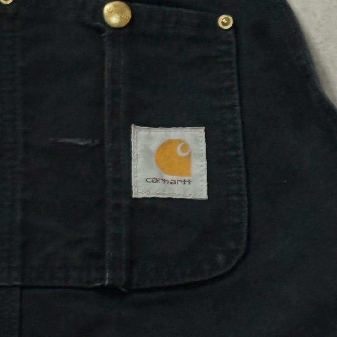 カーハートW36 黒ダック ダブルニーオーバーオール 中綿キルティング 裾ジップ