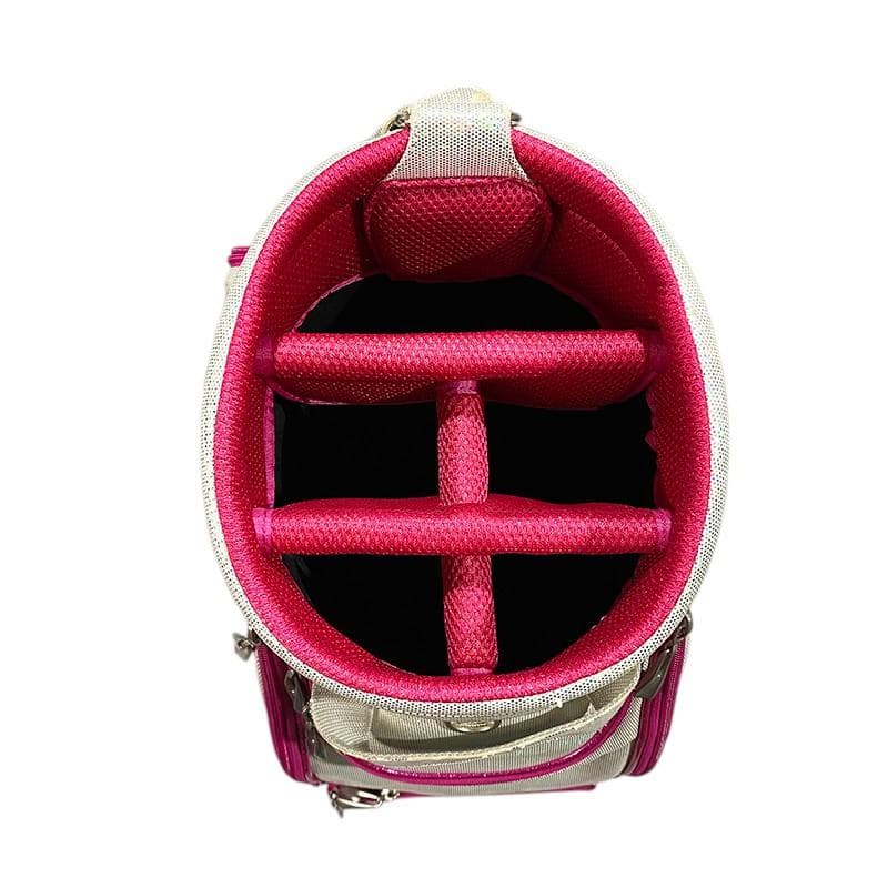 ダンスウィズドラゴン キャディバッグ ホワイト ピンク ラメ ゴルフ 刺繍