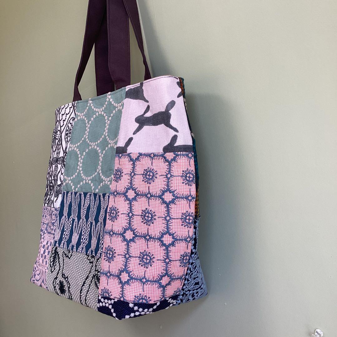 ミナペルホネンパッチワークで大きめトートバッグハンドメイド
