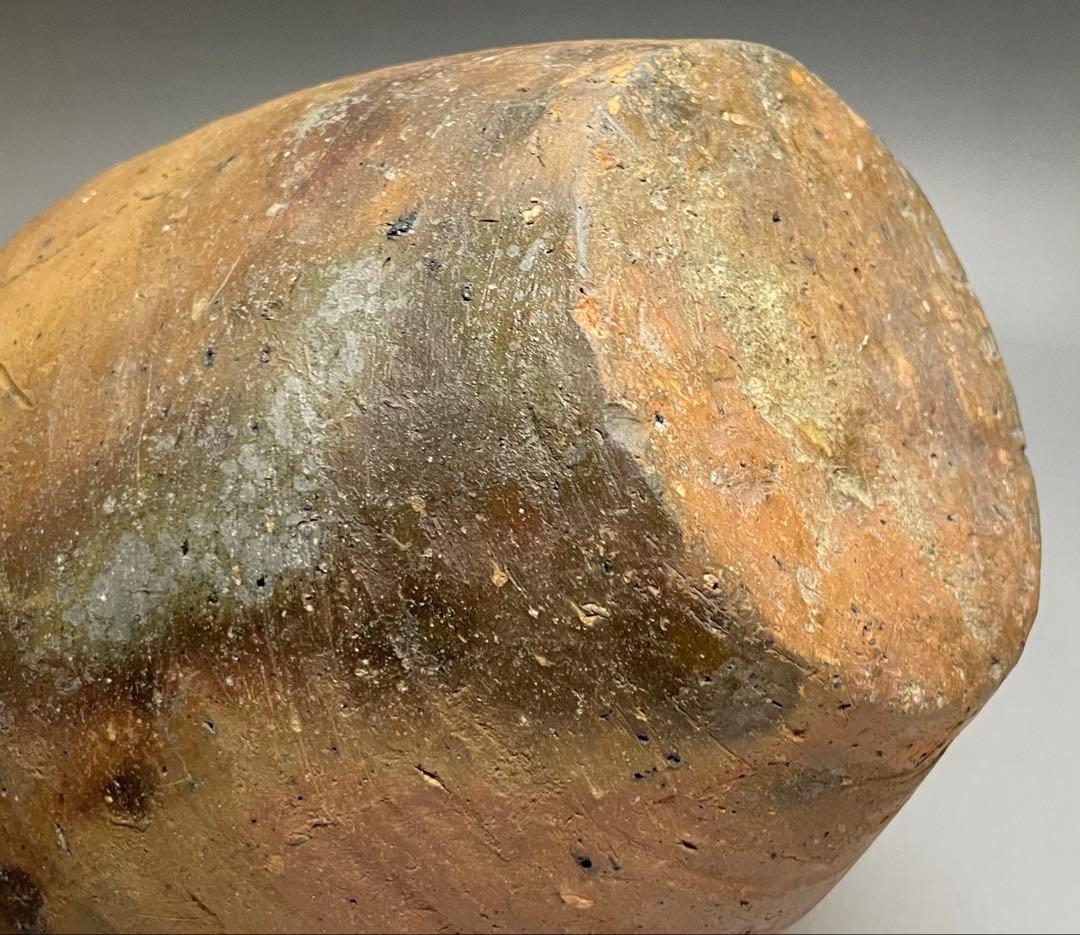 古備前　室町〜桃山時代　三耳壺　種壺　窯印有　箱付(四方桟盛蓋) 　y312