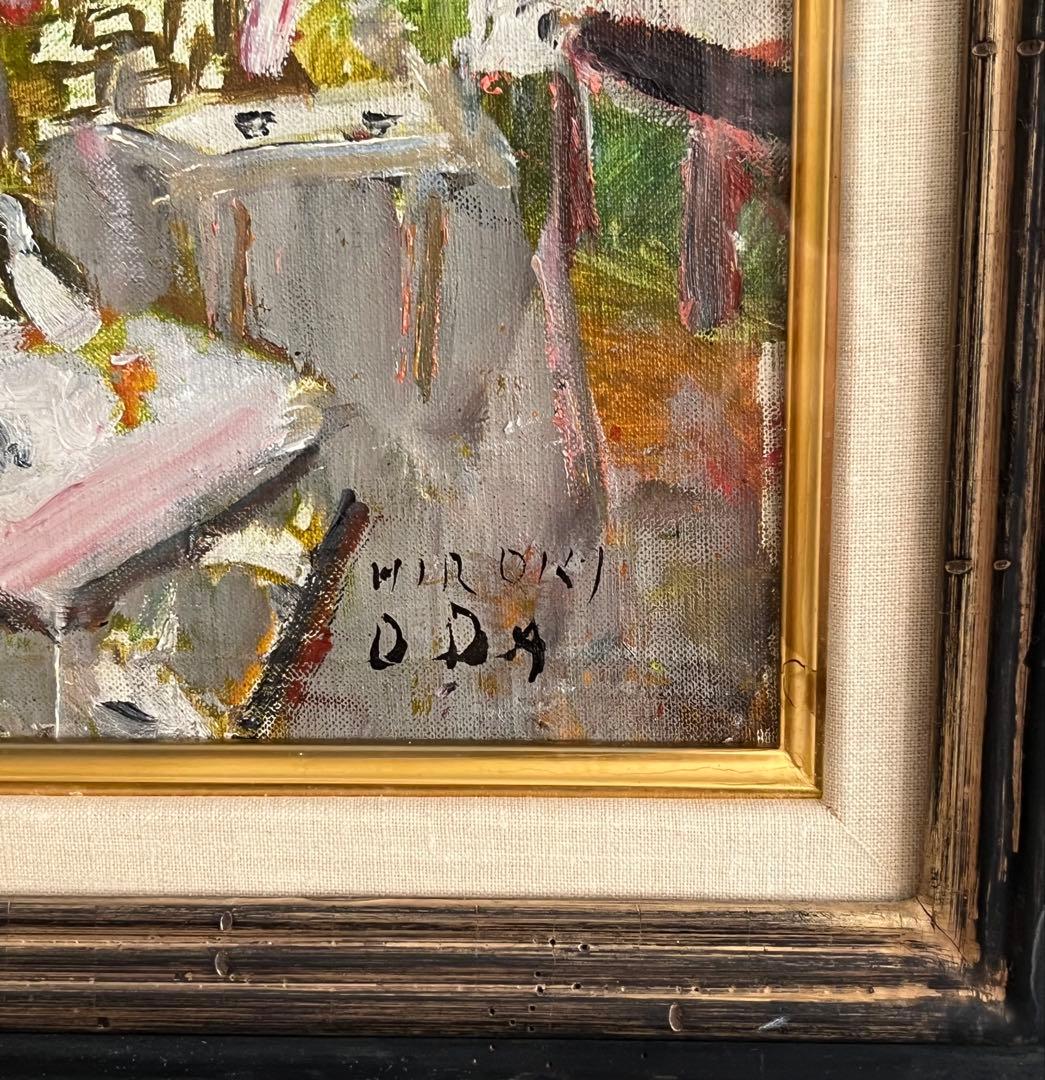 織田廣喜　油彩画　4号　「レストランにて」