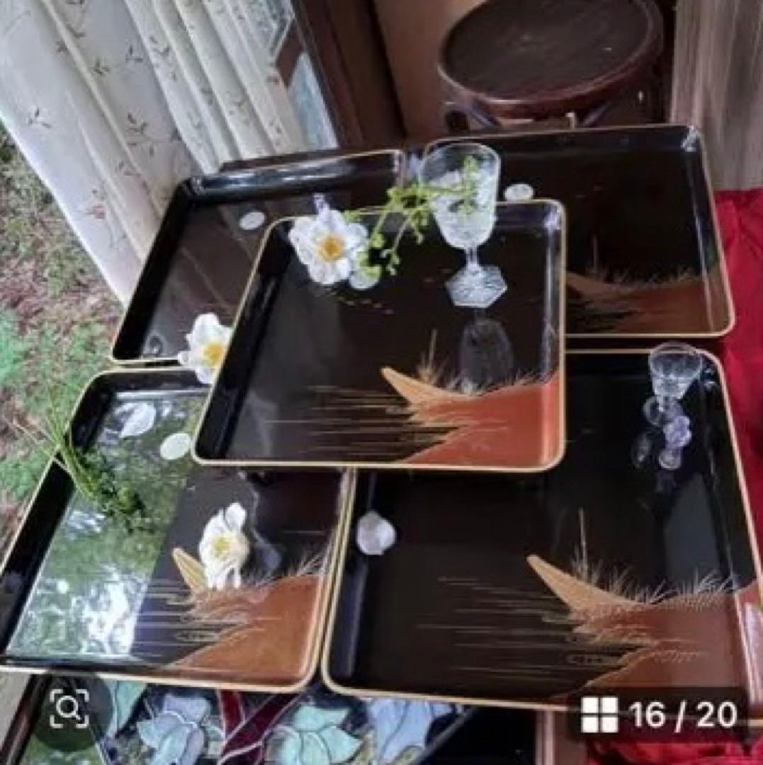 2244様感謝‼️JAPANGOZEN超絶時代蒔絵「源氏物語　須磨　明石」御膳5客