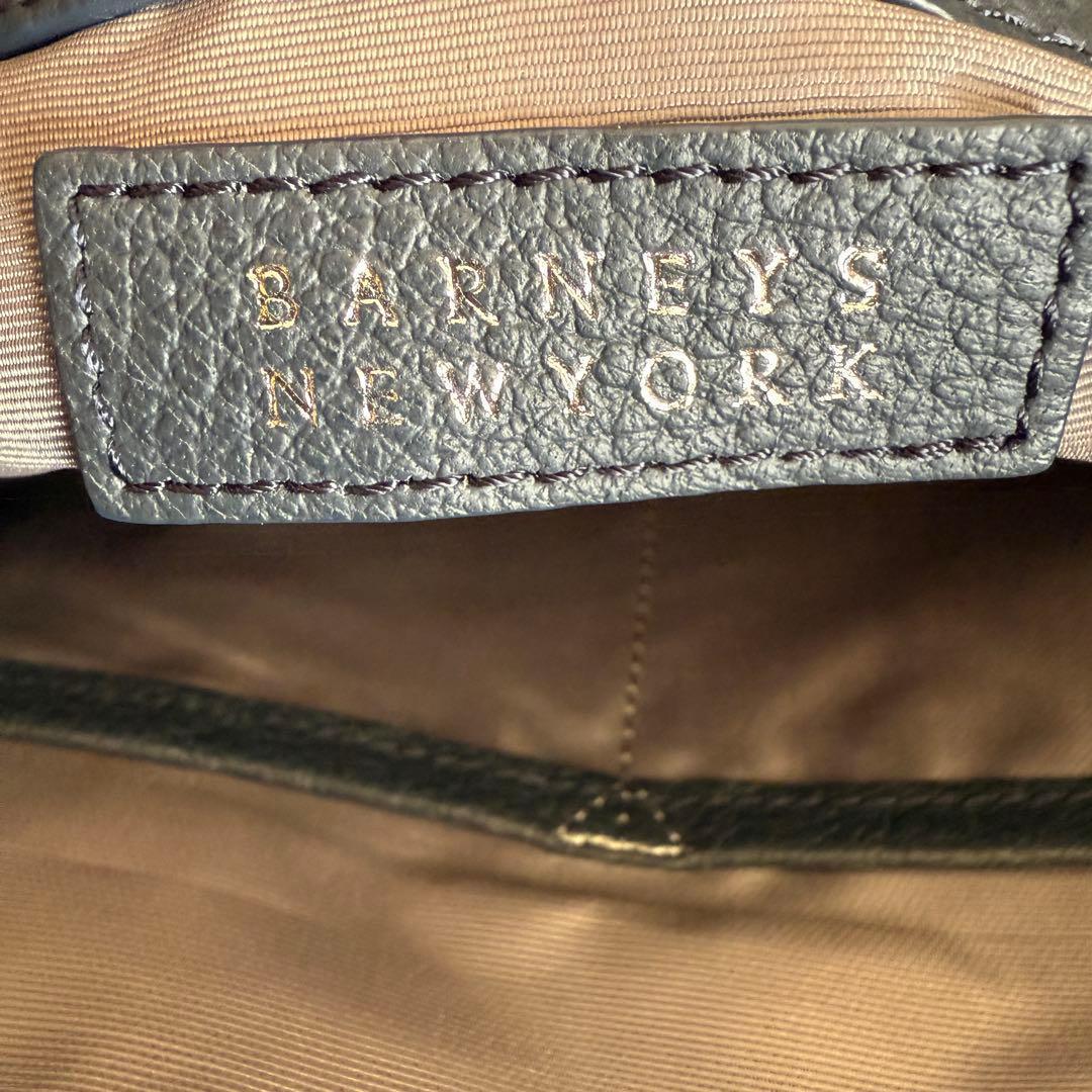 【美品】　バーニーズニューヨーク　オールレザー　トートバッグ　ネイビー　A4