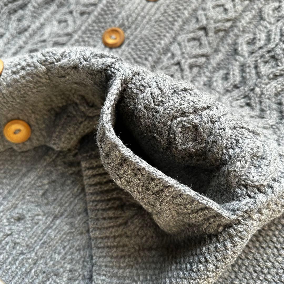 インバーアラン 3Aカーディガン シップス別注 アランニット グレー S-M相当