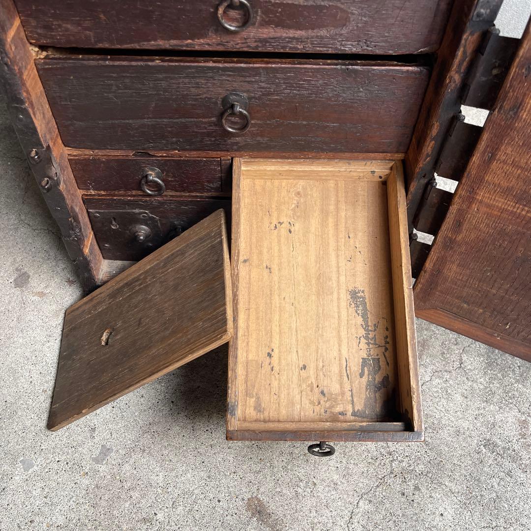 骨董 時代箪笥　船箪笥　銭箱　帳場箪笥　欅製　江戸期　古家具　古道具