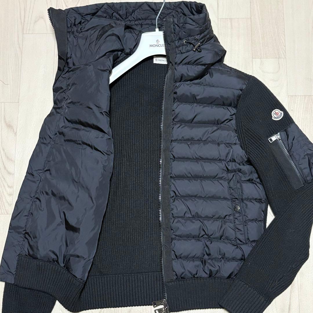 美品/L相当◎ MONCLER ハイブリッド ニット ダウンジャケット ブラック