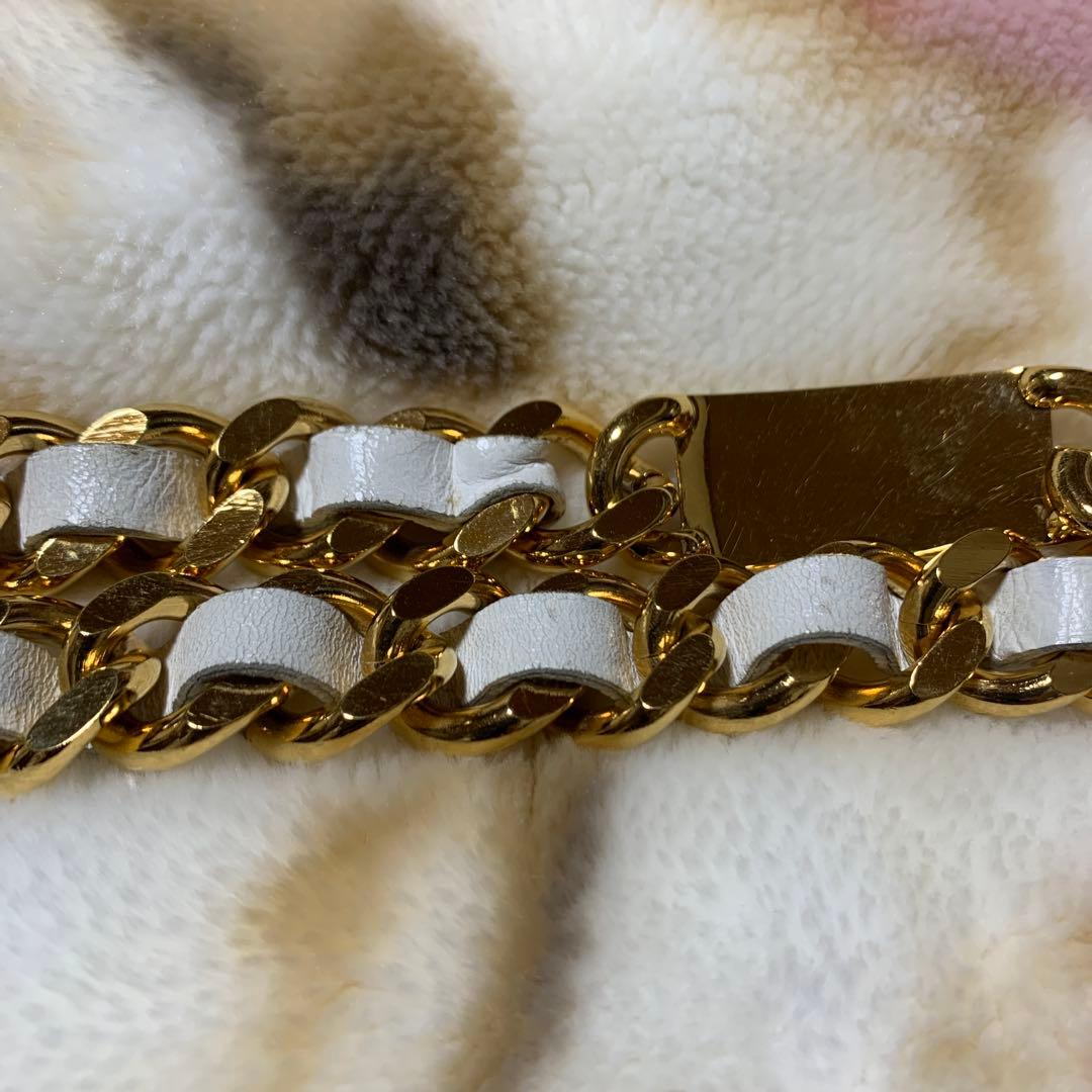 CHANEL ゴールド ホワイト チェーンベルト