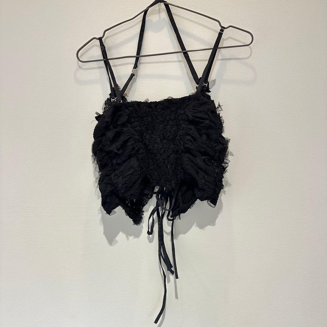 PRANK PROJECT メッシュチュール ホルターネックトップス 黒 美品