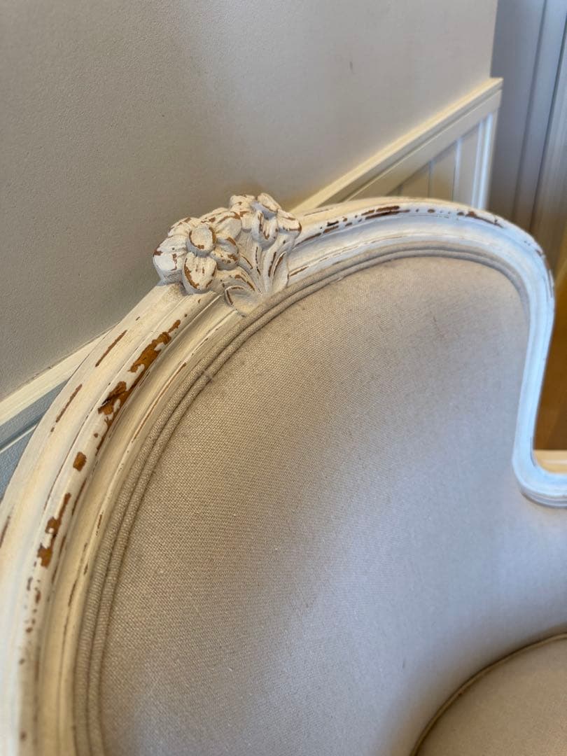 サラグレースデビューシリーズフレンチスタイルホワイトリネン 1人掛けソファ