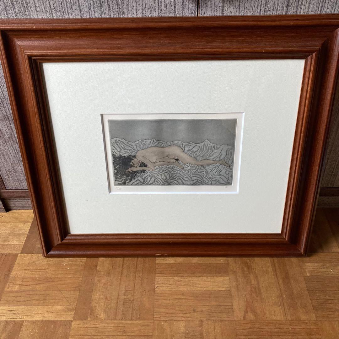 加山又造 銅版画 よこになる裸婦 74/95 エッチング