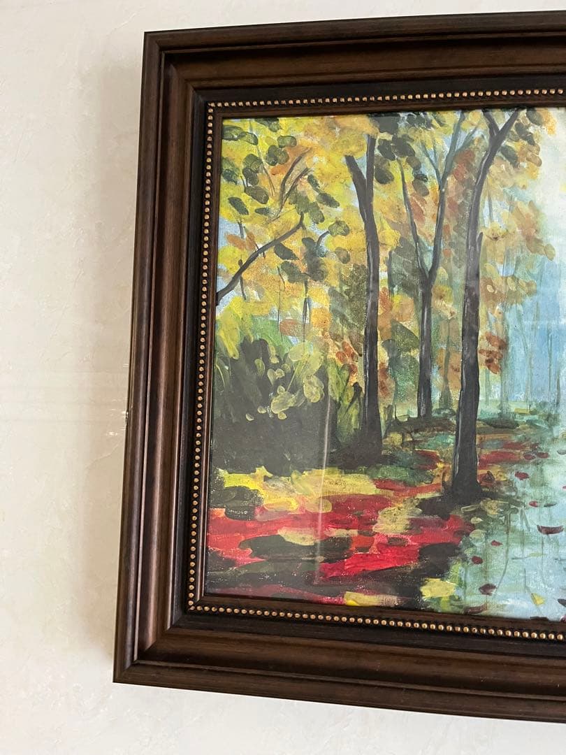 秋の風景 油彩画 フレーム付き
