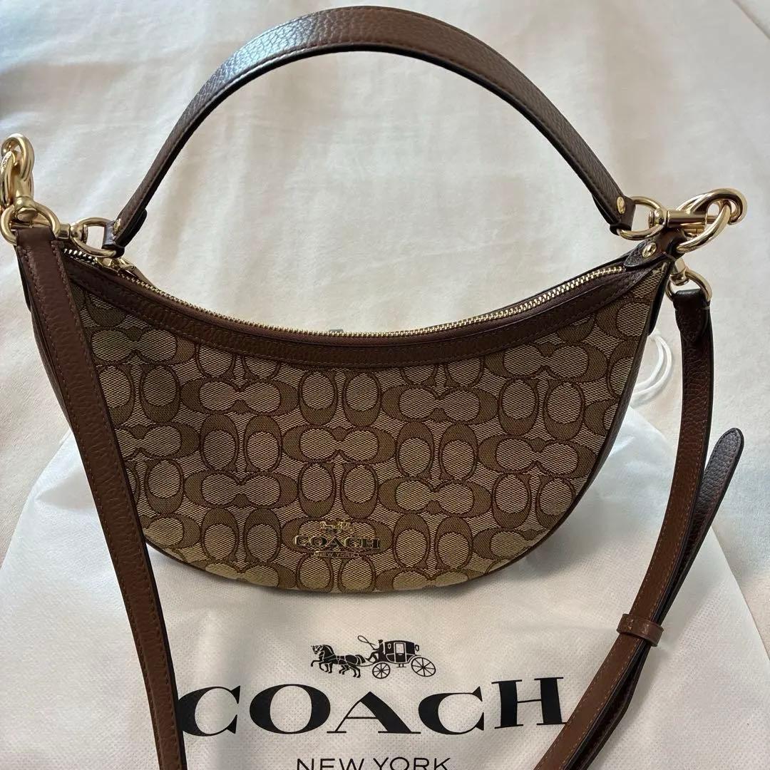 [値下][美品]COACHシグネチャーシーcスモールバッグ2way