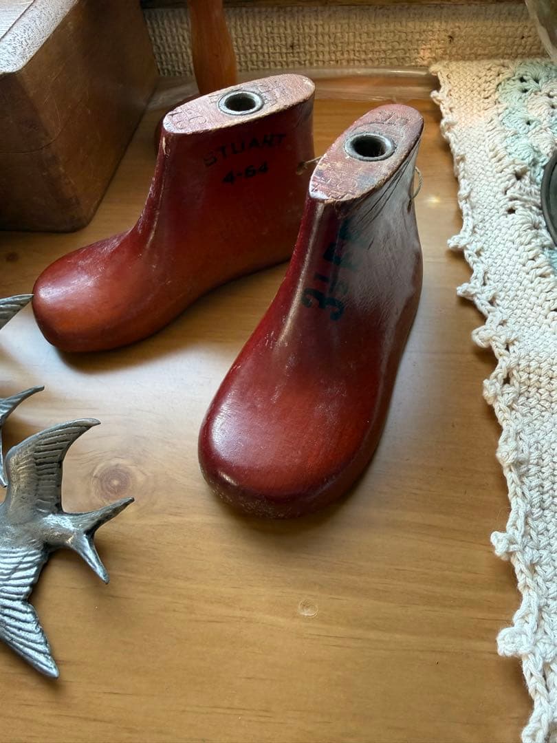 アンティーク木製靴型 子供ブーツ型 飴色レア 3 1/2E E シューモールド