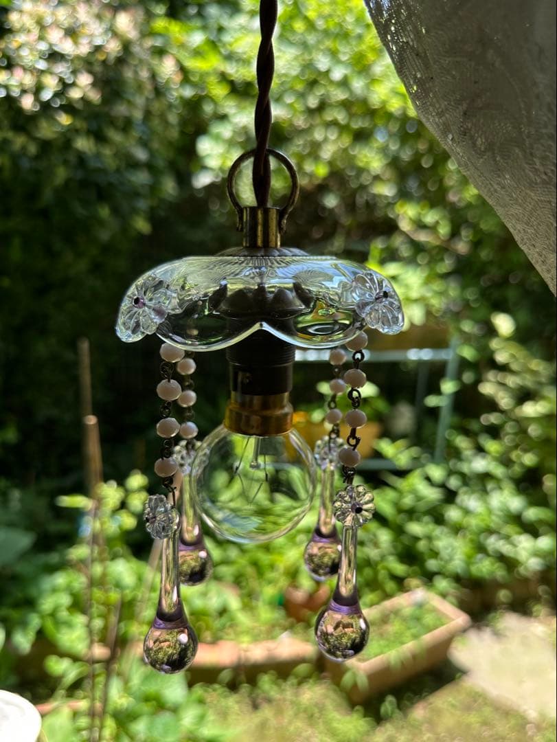 20's フランス アンティーク ピンクムラーノガラスの可愛いミニシャンデリア＊