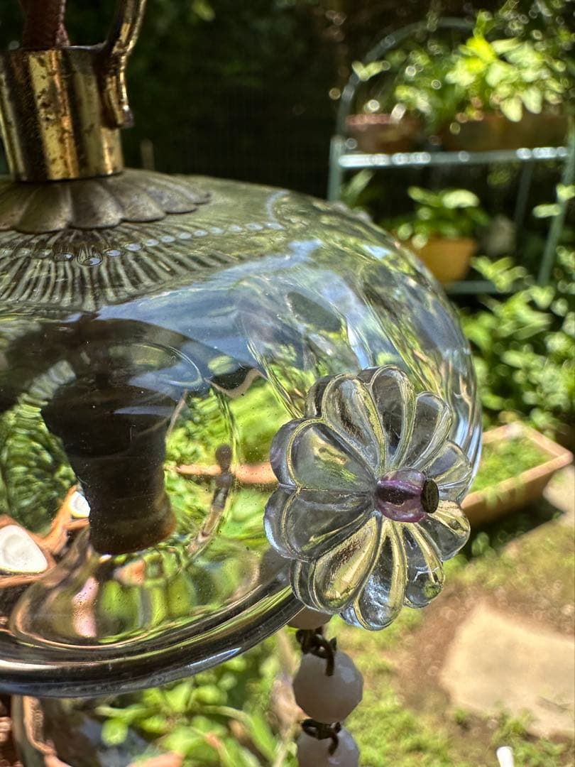 20's フランス アンティーク ピンクムラーノガラスの可愛いミニシャンデリア＊