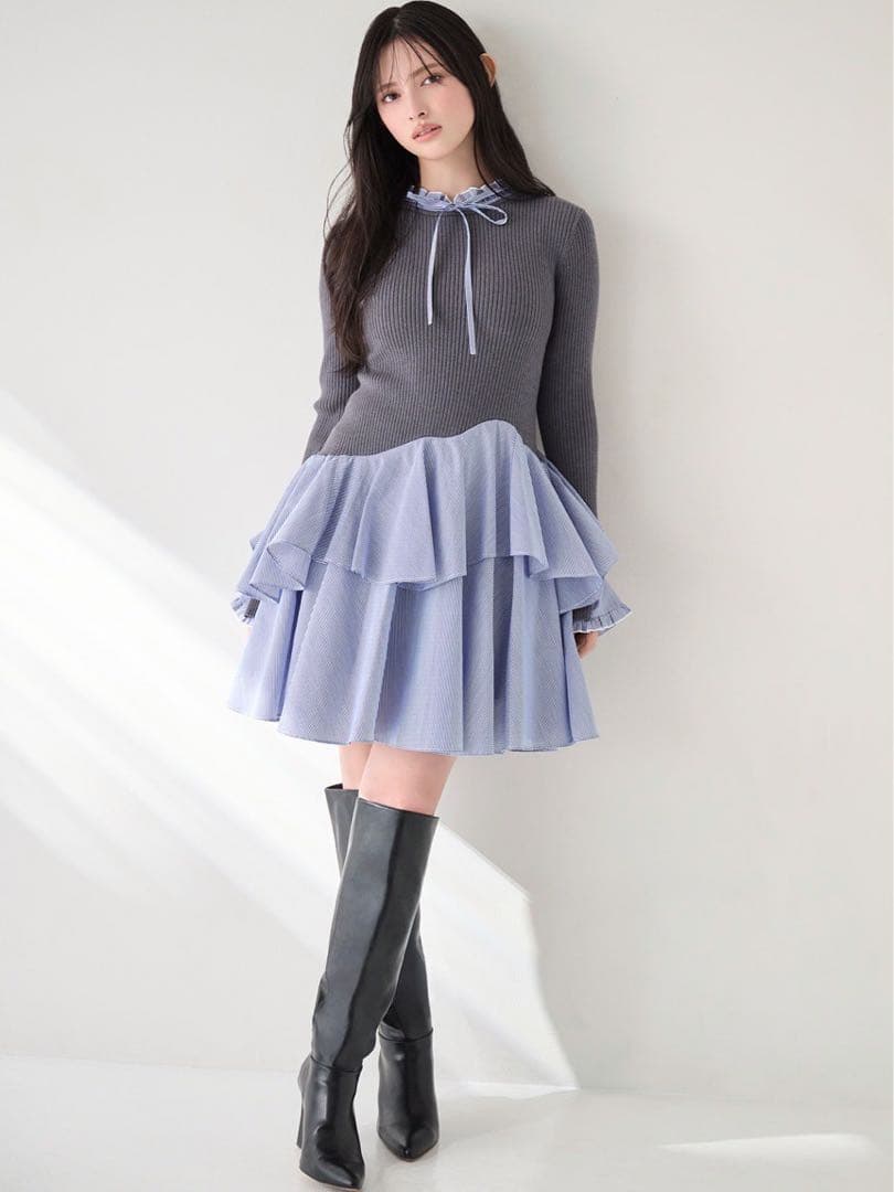 し*꙳様 スナイデル　Sustainableドッキングミニニットワンピース　ST