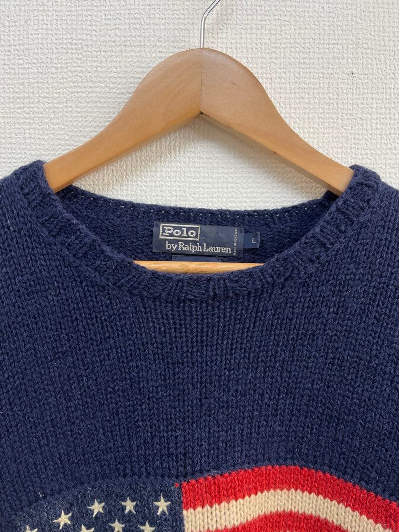90s' ラルフローレン 星条旗 セーター　SIZE L