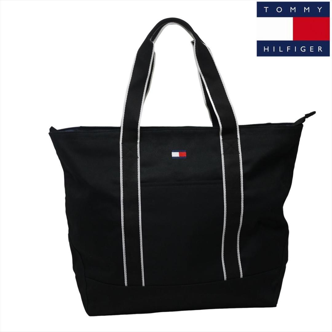 新品 トミーヒルフィガー 刺繍ロゴ トートバッグ ブラック ゴルフにも