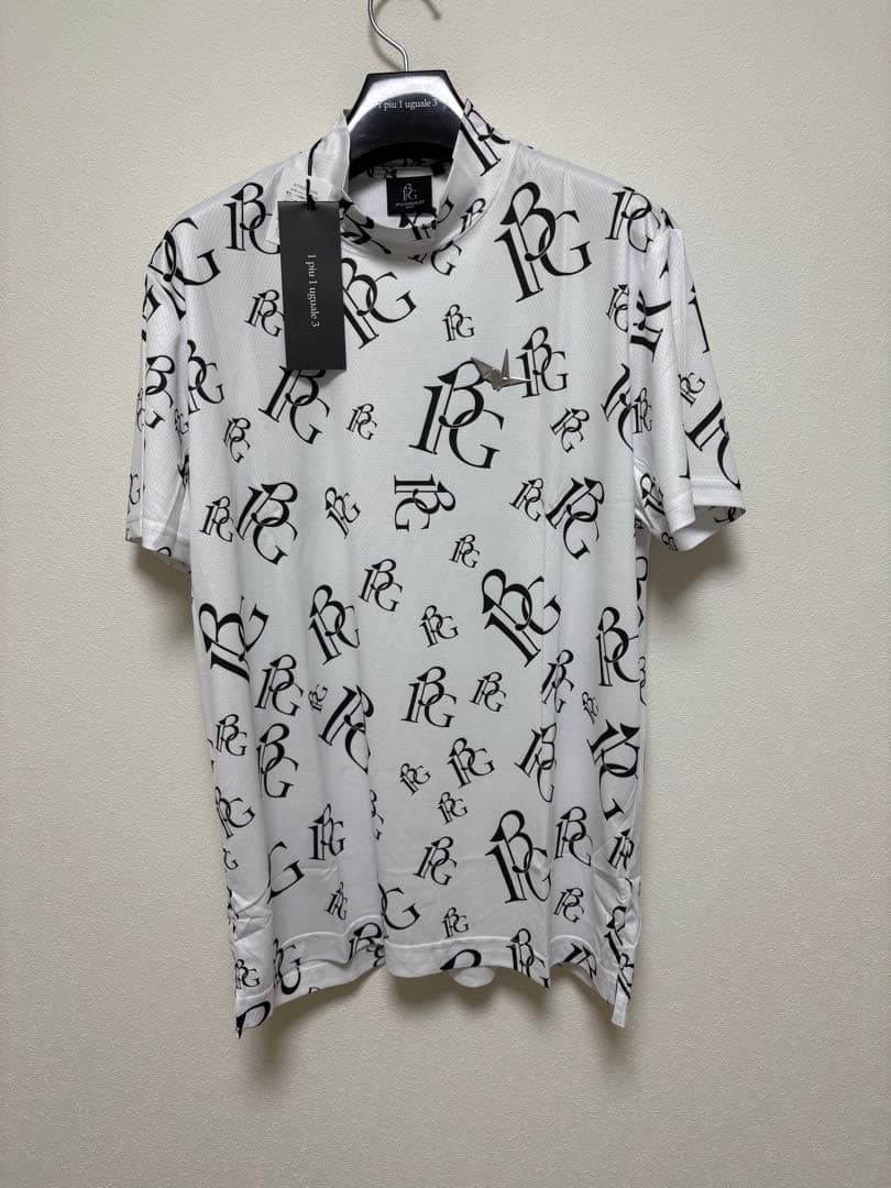 新品1PIU1UGUALE3 GOLF24SSランダムロゴモックネックTシャツ白