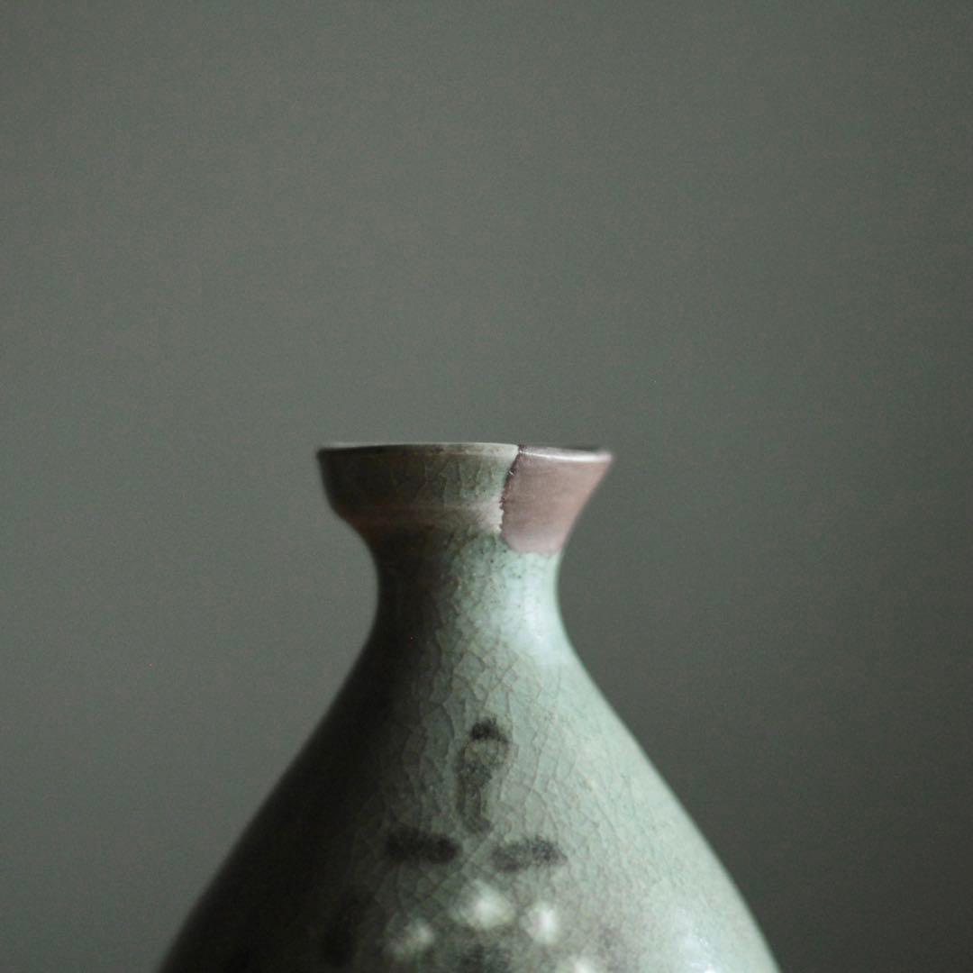 高麗青磁 白黒象嵌 徳利 酒器 古美術 古道具 アンティーク 朝鮮美術 高麗美術