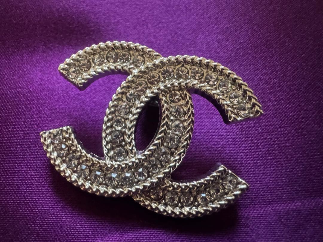 シャネル ダブルCロゴ ヴィンテージブローチ シルバー