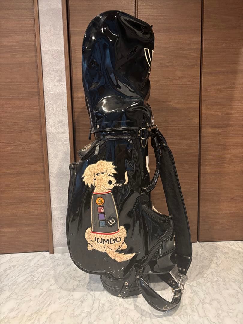 ブラックキャディバッグ JUMBO犬刺繍