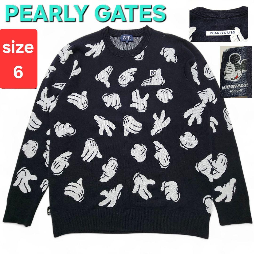 PEARLY GATES ミッキーマウス 総柄ニット セーター XL　黒 メンズ