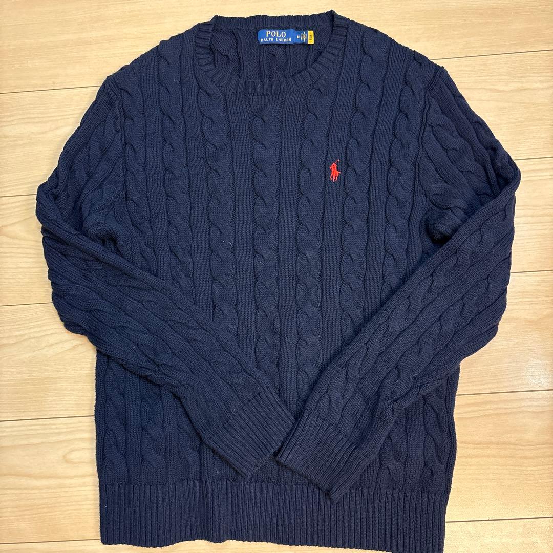 Polo Ralph Lauren ケーブルニットセーター ネイビーM メンズ