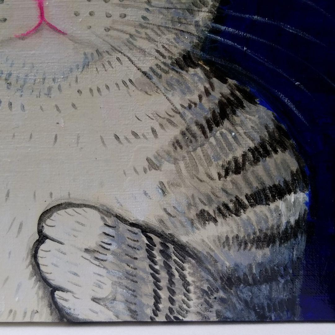 油絵　専用　花冠の猫　サバトラ白ちゃん