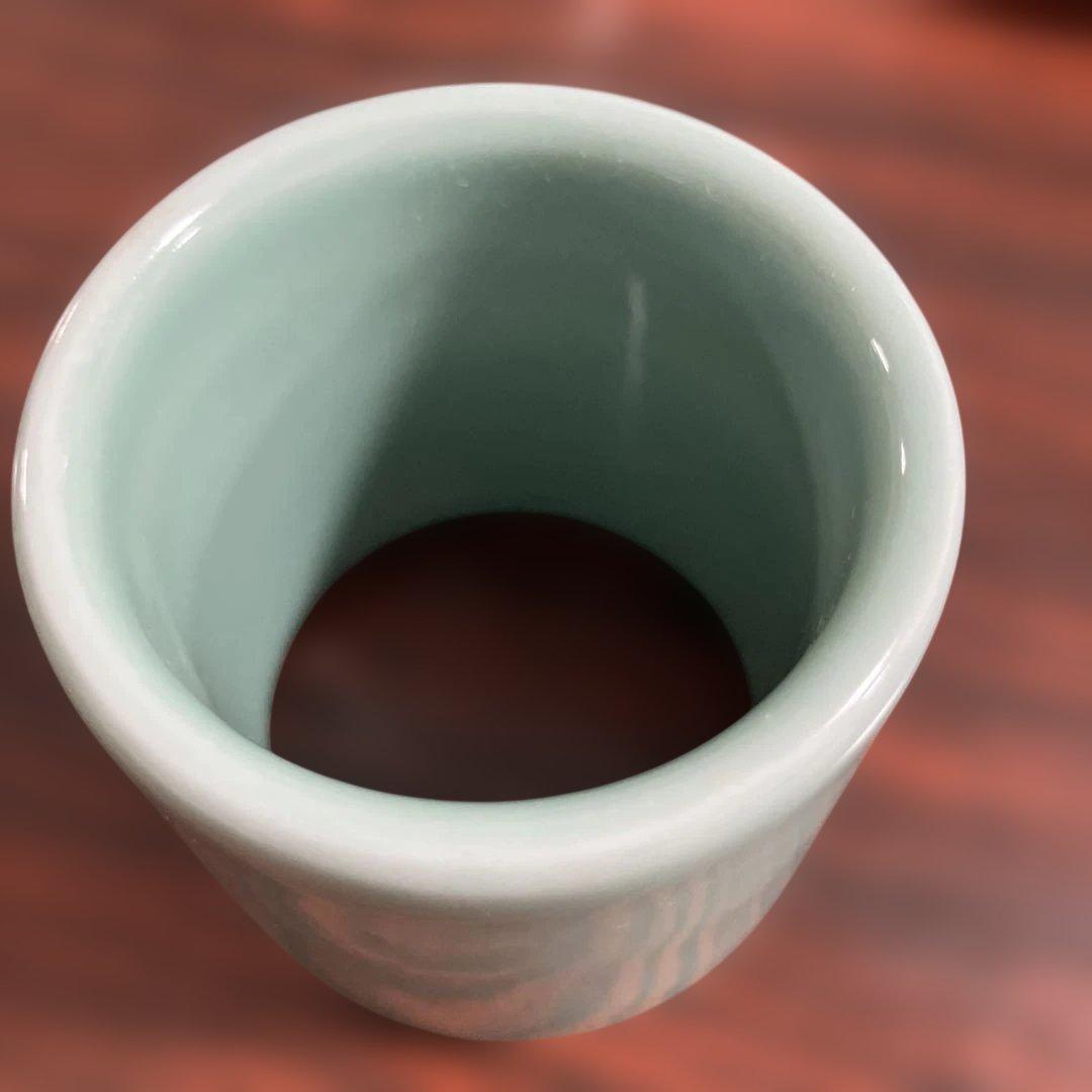 (1-135)青磁 飛青磁 陶器 茶道具セット風炉用柄杓付き