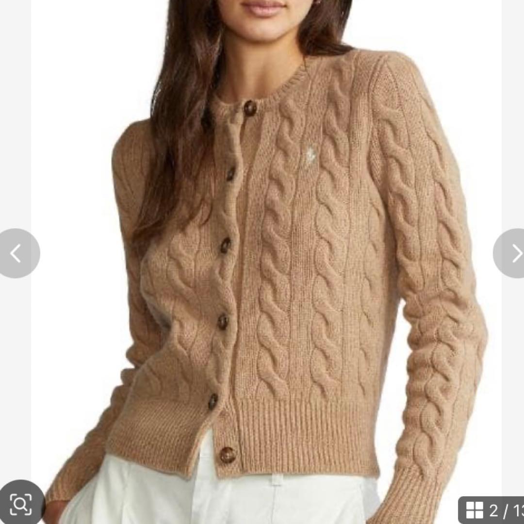 ポロラルフローレン　ケーブルニット　カーディガン　ブラウン　S