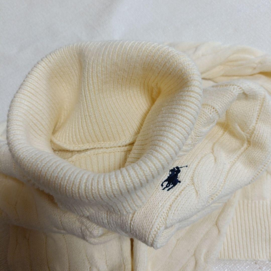 ポロラルフローレン　ケーブルニットハイネック　タートル　アイボリー
