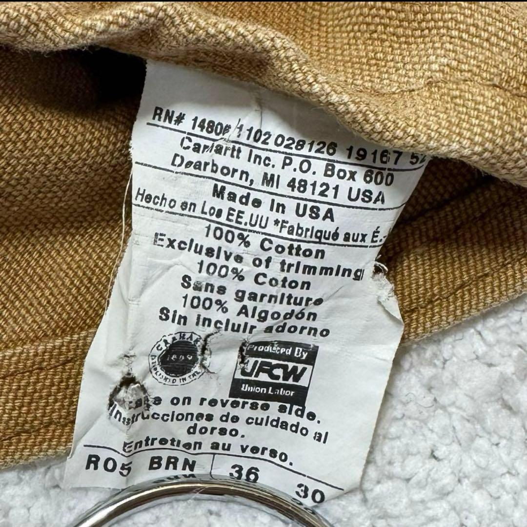 USA製 カーハート ダック地 ダブルニー オーバーオール ブラウン w36