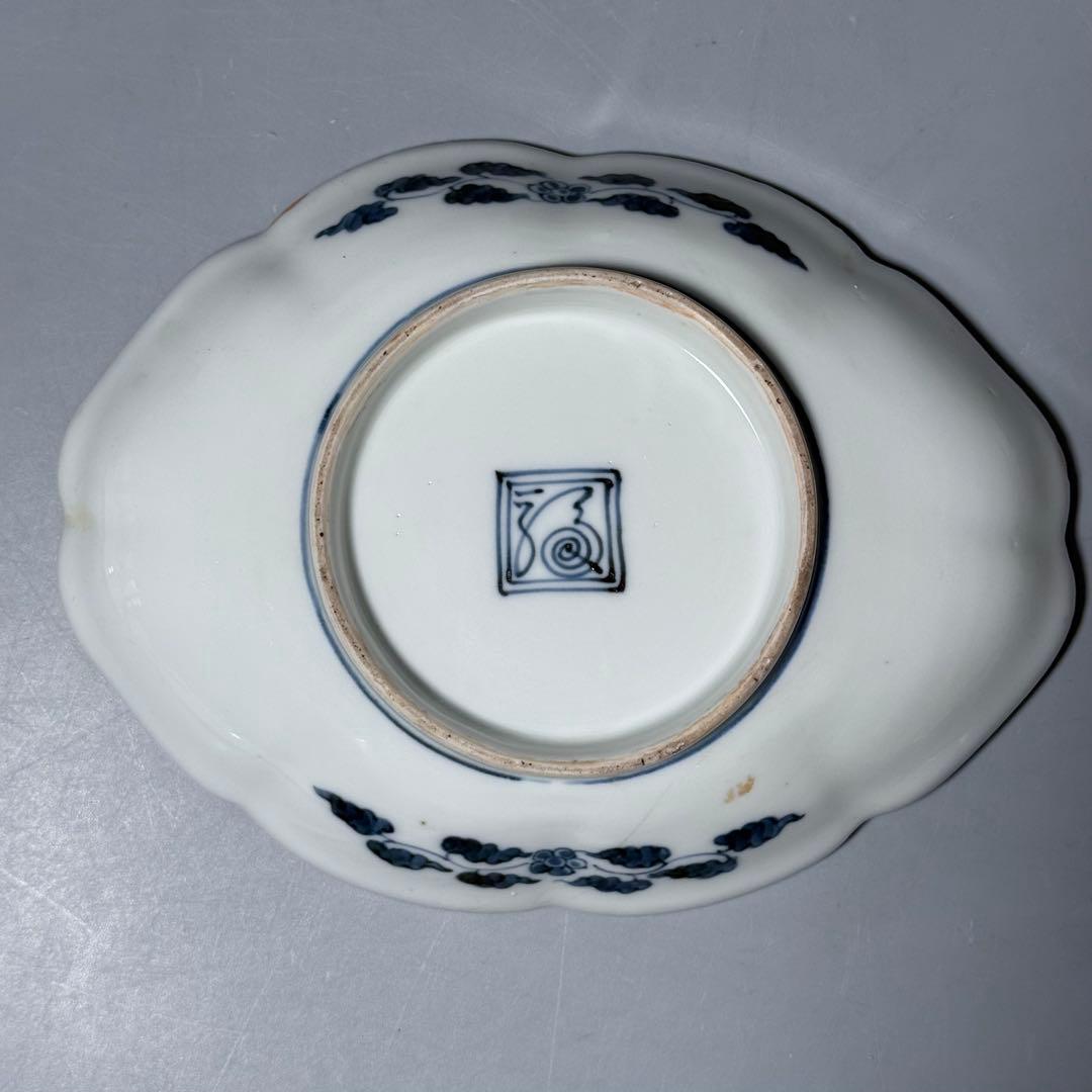 大正〜昭和初期　十二代柿右衛門　錦　丸文様　鳳凰文　変形皿　角福　5枚　希少な器