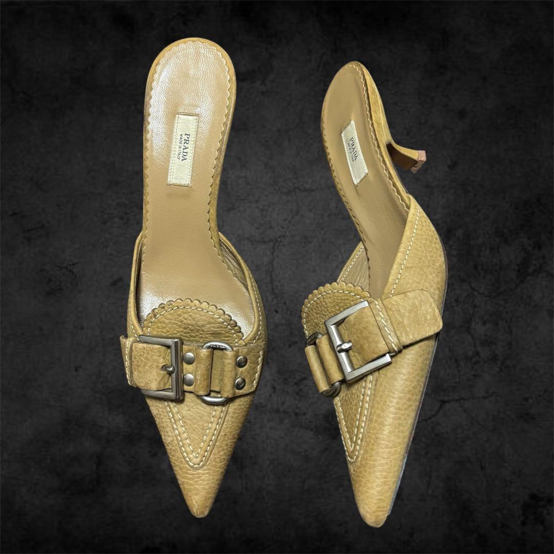 archive PRADA Leather Mulesレザー ミュール パンプス